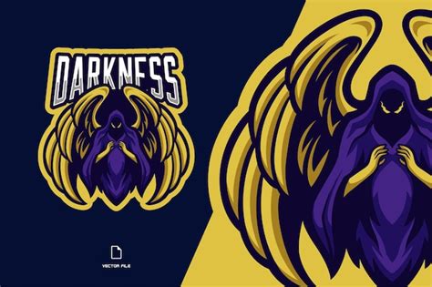 Premium Vector | Dark angel with wings mascot logo