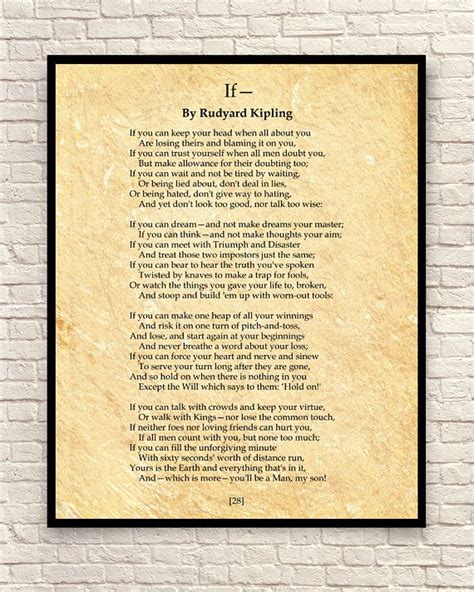 If Poem Rudyard Kipling Poem Custom Poem Poem Art Print | Etsy | If ...