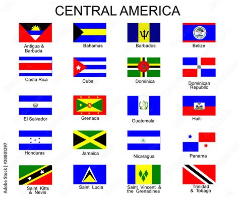 List of all flags of Central America countries Stock Vector | Adobe Stock