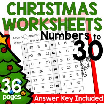 Christmas Math Worksheets for Numbers to 30 by Hanging Around in Primary