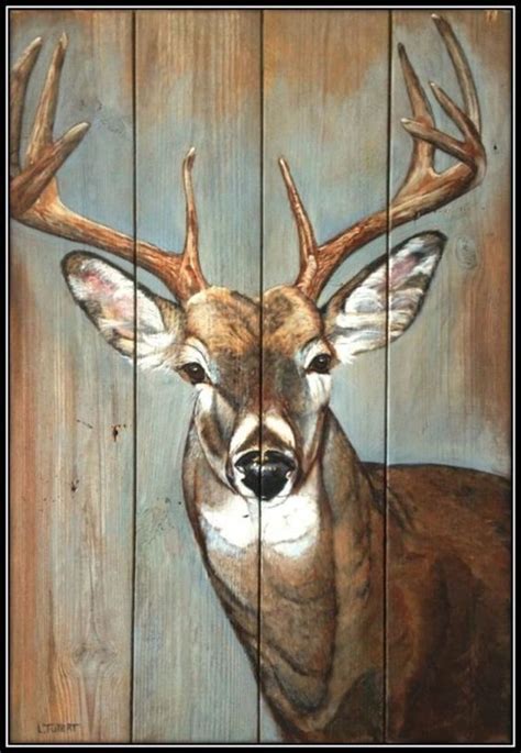 40 Modest Examples of Paintings On Wood Planks – Buzz16 | Deer painting, Deer art, Animal paintings