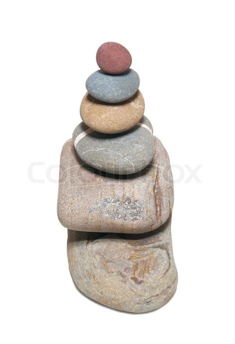 Pyramid of stones isolated on white. | Stock image | Colourbox