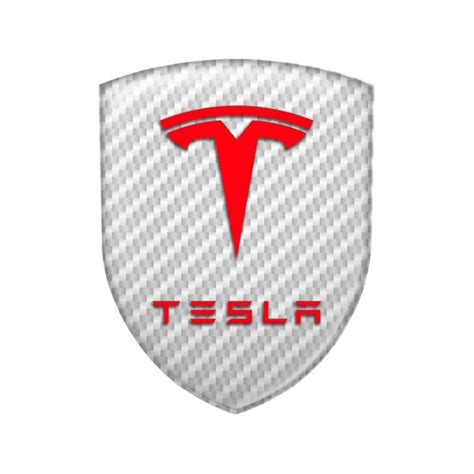 Tesla Shield Silicone Emblem White Carbon Artwork Line | Domed Emblems | Stickers | X-Sticker