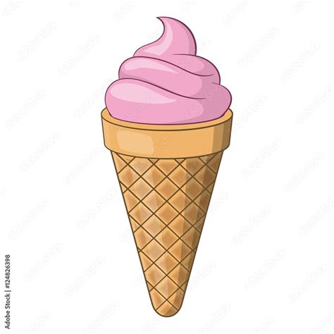 Pink ice cream cone icon. Cartoon illustration of ice cream vector icon for web design Stock ...