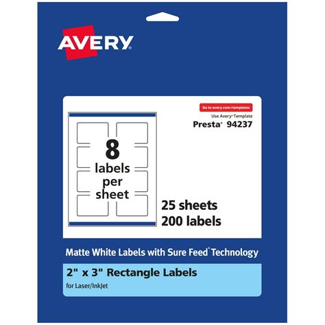 Avery Matte White Rectangle Labels, 2" x 3", 200 Labels - Walmart.com ...