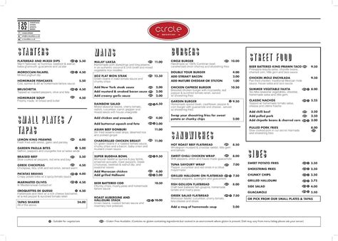 Menu at Circle Cafe Bar, Carlisle