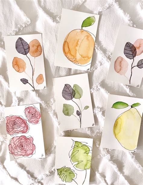 DIY Citrus Watercolor Postcards