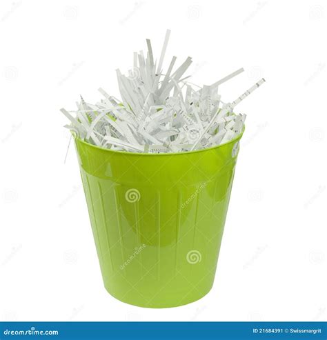 Shredded Paper in a Green Basket Stock Image - Image of private, design: 21684391