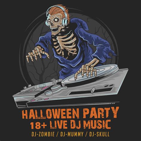 Halloween party skeleton dj Mixed Media by Gallery of Vintage Designs ...