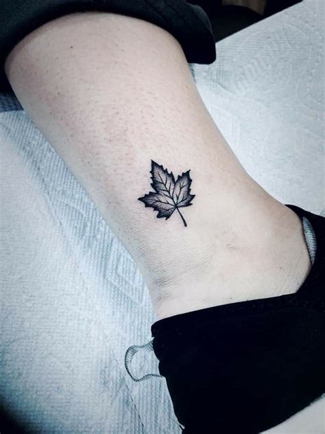 Small Leaf Tattoo on Ankle | Minimalist Tattoo Design