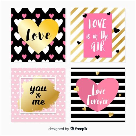 Free Vector | Valentine's day cards set