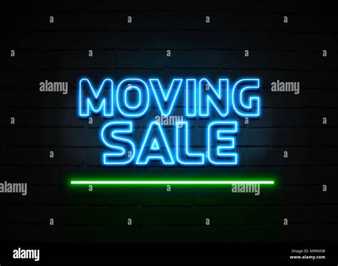 Moving Sale neon sign - Glowing Neon Sign on brickwall wall - 3D ...