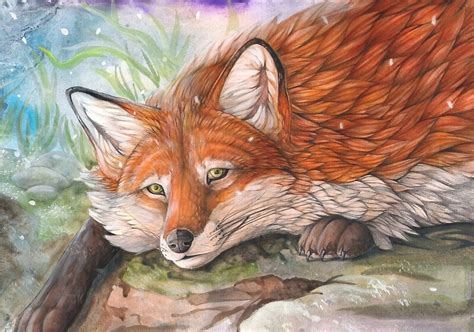 "Winter fox" Art Prints by Rainbow Foxes | Redbubble