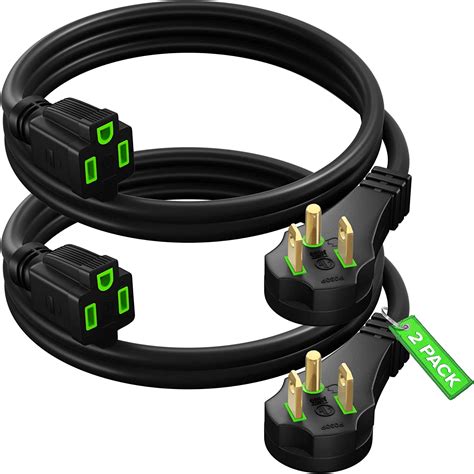 Extension Cord 2 ft with Space-Saving Flat Plug Design, Indoor 16 Gauge Heavy Duty, ETL Listed ...