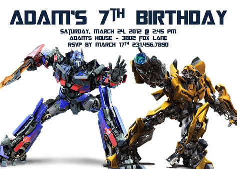 Transformers Birthday Invitation Template | Transformers birthday parties, Transformer birthday ...