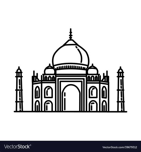 Taj mahal india icon doodle hand drawn or outline Vector Image