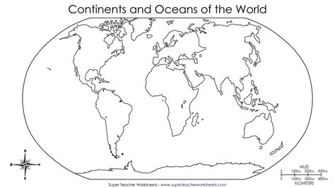 World Map - Continents and Oceans of the World Diagram | Quizlet