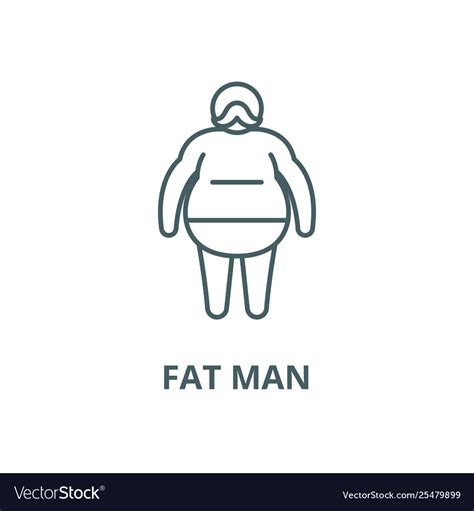 Fat man line icon linear concept outline Vector Image