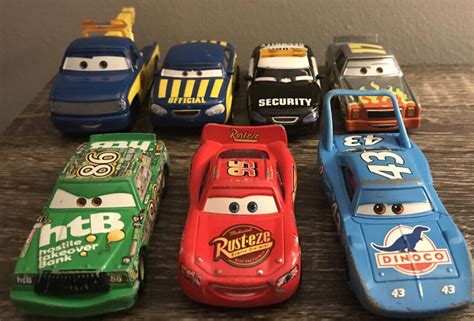 DISNEY PIXAR CARS FINISH LINE LIGHTNING MCQUEEN KING CHICK HICKS ROR ...