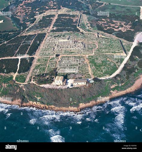 Aerial view of the Acropolis of the Archaeological Park of Selinunte ...