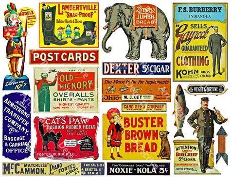 Advertising Sign Stickers, General Store Sign Illustrations for Rustic ...