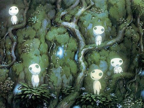 several white ghost cartoon characters poster #anime Studio Ghibli Princess Mononoke #480P # ...