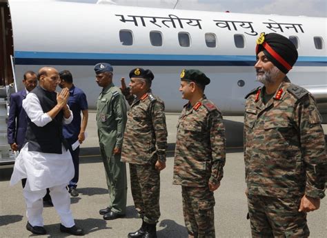 Defence Minister Rajnath Singh Arrives In Srinagar