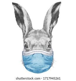 Portrait Hare Face Mask Hand-drawn Illustration Stock Illustration ...