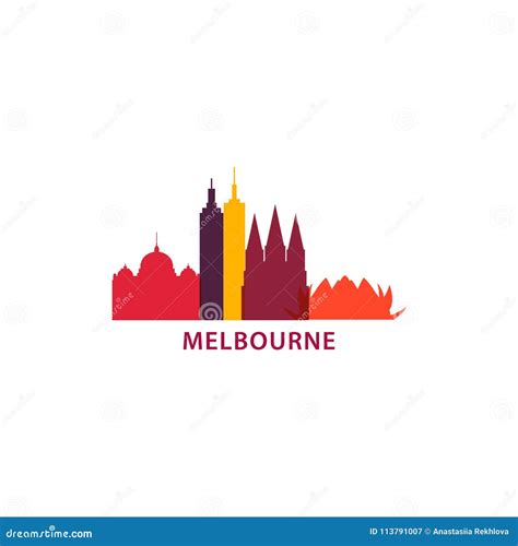 Melbourne City Skyline Shape Logo Icon Illustration Stock Vector ...