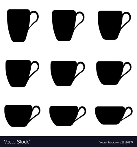 Tea cup shape set cups classic Royalty Free Vector Image