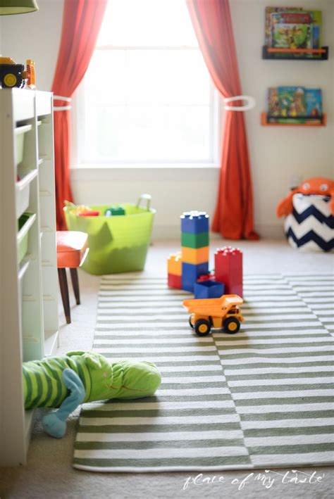 PAINTED IKEA INSPIRED STRIPED RUG | Striped rug, Family room playroom, Furniture makeover