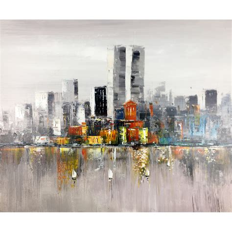 Modern Paintings High-Rise Buildings Hand Painted Abstract Oil Paintings on