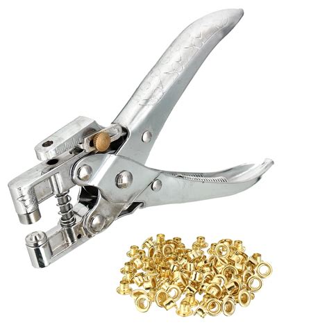 Revolving Leather Hole Punch Eyelet and Snap Setting Pliers Tool Kit Great for Crafts DIY Belts ...