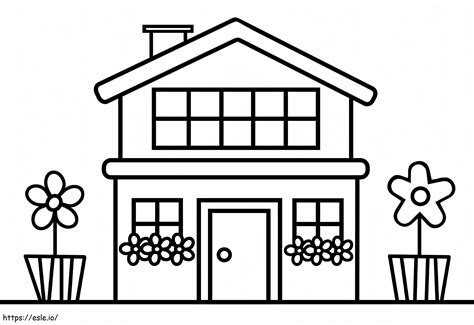 House And Flowers coloring page