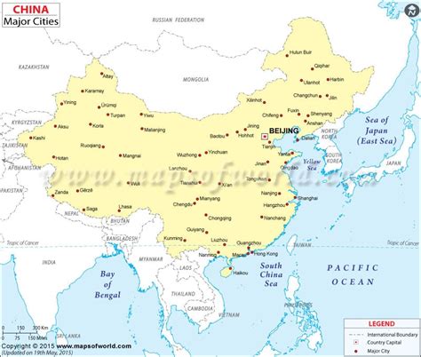 Cities in China Map, Major Cities in China