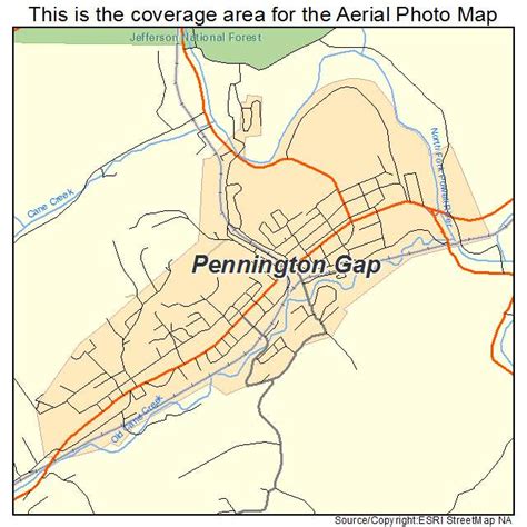 Aerial Photography Map of Pennington Gap, VA Virginia