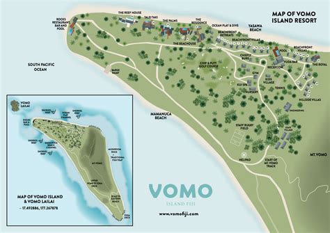 VOMO Map - Map Of Our Large Private Island Resort - Vomo Island Fiji