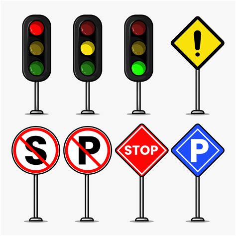 traffic light and sign cartoon 11959750 Vector Art at Vecteezy