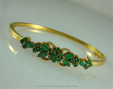 Gold Emerald Bracelet Design - South India Jewels