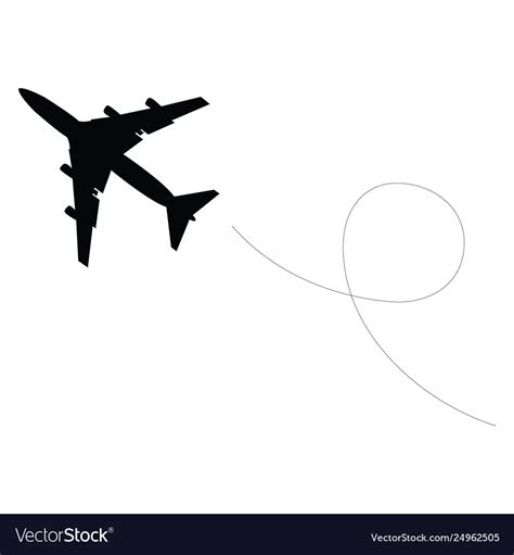 Aeroplane and trail icon silhouette Royalty Free Vector