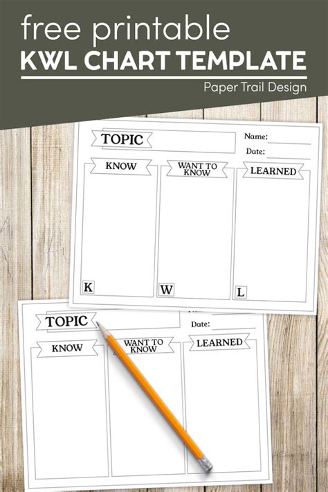 Free KWL Chart Printable Graphic Organizer - Paper Trail Design