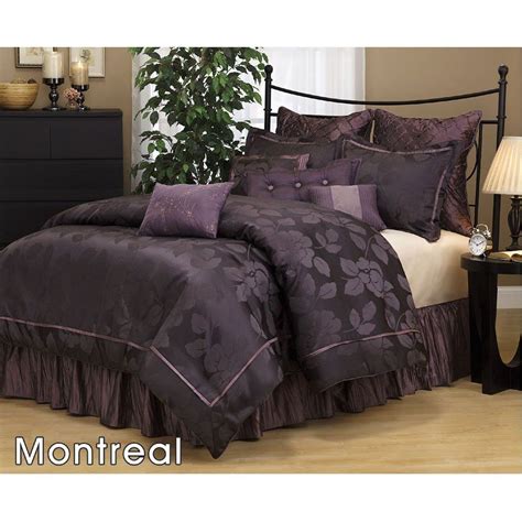 Amazon.com: 7 Pieces Dark Purple Jacquard Lotus Flower Comforter Set ...