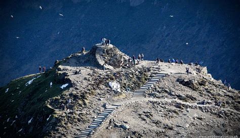 the summit of Mount Snowdon Snowdonia Wales from the air | aerial photographs of Great Britain ...