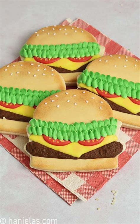 Decorated Hamburger Cookies - Haniela's | Recipes, Cookie & Cake Decorating Tutorials