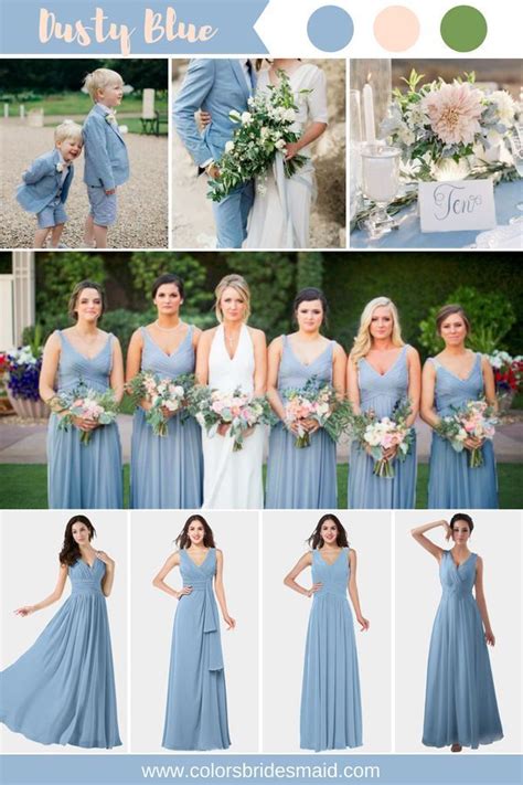 Dusty blue bridesmaid dresses color inspiration(dusty blue, blush and ...