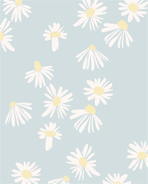 Download Cute Daisy Flowers Pastel Blue Wallpaper | Wallpapers.com