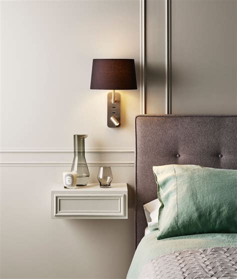 An adjustable shaded wall light with an LED adjustable spot. Great for bedside … | Bedside ...