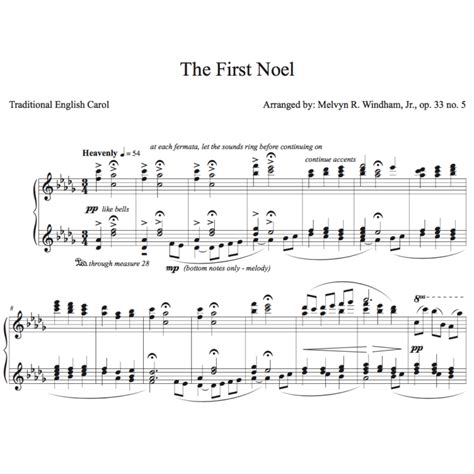 The First Noel (Sheet Music for Piano) – Melkim Publishing