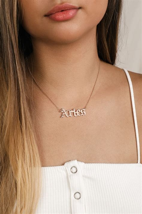 Trendy Aries Necklace - Gold Zodiac Necklace - Script Necklace - Lulus