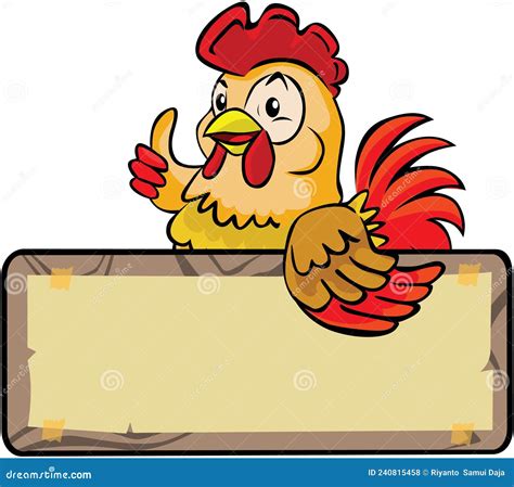 Chicken Holding Sign Board Color Illustration Stock Vector ...